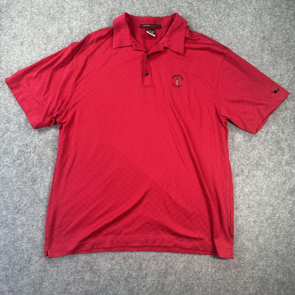 Nike Tiger Woods Polo Shirt Mens Large Red Argyle Harbour Town Golf Dri-FIT